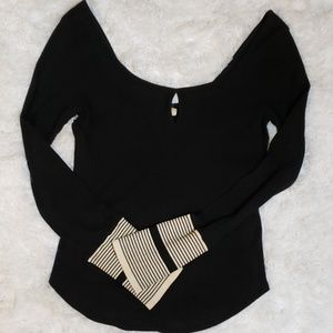 EUC Free People Mod Stripe Cuff Thermal Top Sz L